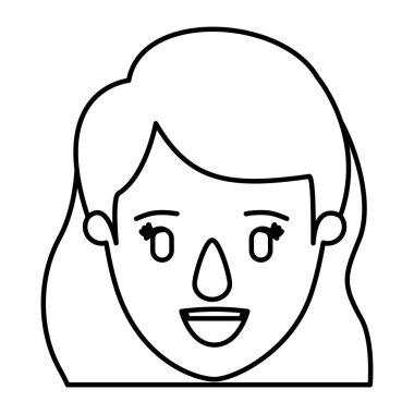 siluet resim karikatür Önden Görünüm portre kadın yüz kısa dalgalı saçlı