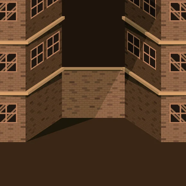 Fondo sepia imagen realista dos edificios con fachada de ladrillo — Vector de stock