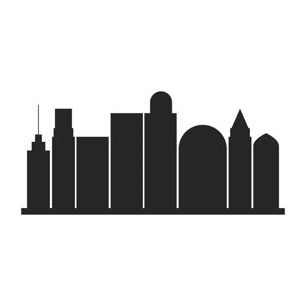Siyah siluet şehir manzarası ile binalar — Stok Vektör