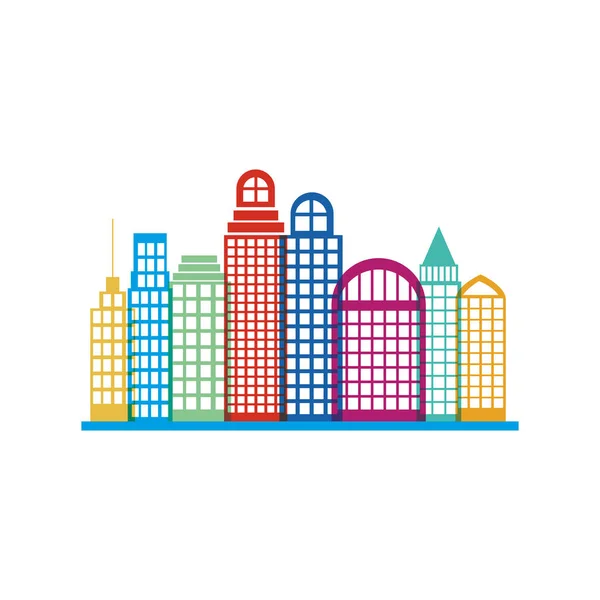 Silhouette colorée paysage urbain avec des bâtiments gratte-ciel — Image vectorielle