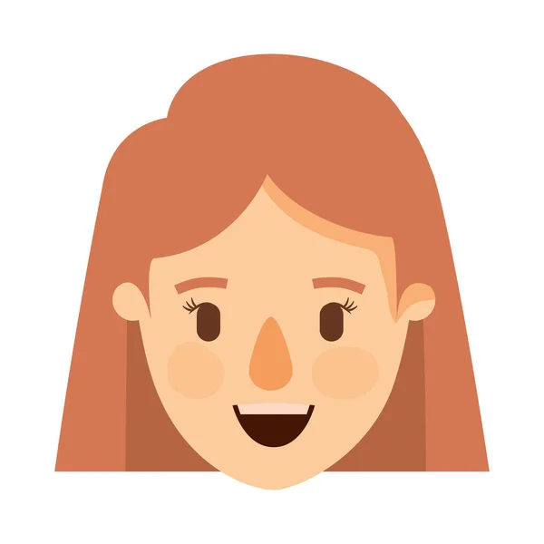 Imagem colorida caricatura vista frontal rosto closeup mulher com cabelo curto marrom claro — Vetor de Stock