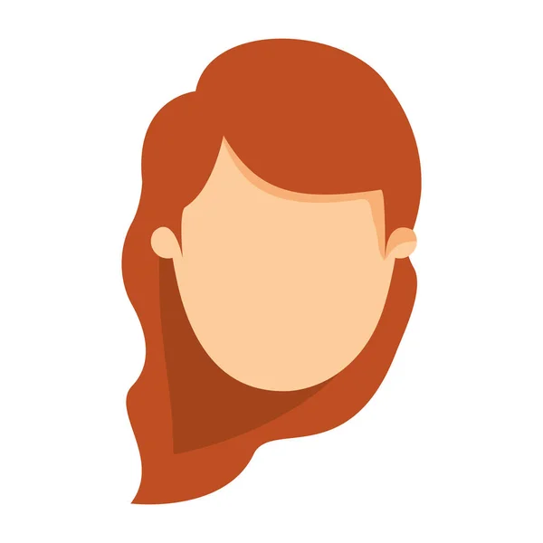 Красочные изображения карикатура вид спереди безликая женщина с коричневыми волнистыми боковыми волосами — стоковый вектор