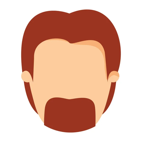 Imagen colorida caricatura vista frontal hombre sin rostro con barba y bigote con peinado pelirrojo — Vector de stock