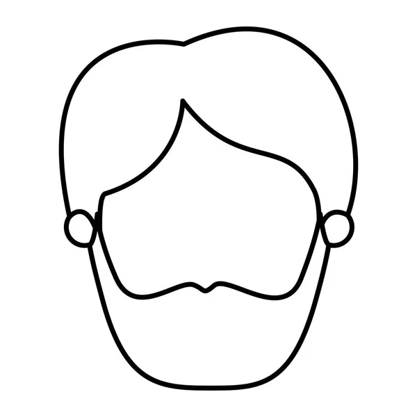 Siluett bild karikatyr framifrån ansiktslösa mannen med skägg och mustasch — Stock vektor