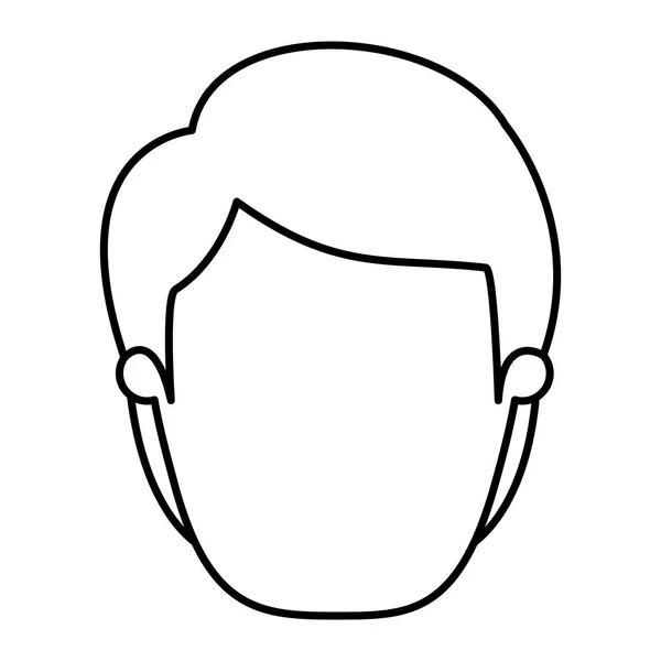 似顔絵のシルエット画像髪型で正面顔の若い男 — ストックベクタ
