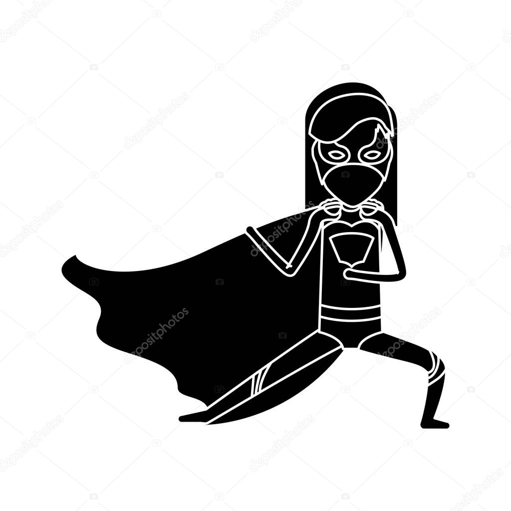 silhouette black front view superheroin woman posing in outfit