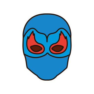 yüzü olmayan adam süper kahraman ile renkli siluet maske şeklinde göz çevresi alevi maskeli ve gözleri kapalı