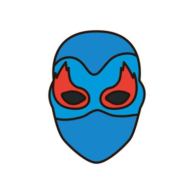 meçhul kadın süper kahraman maske ve alev gözleri ve kapalı gözler ile renkli siluet