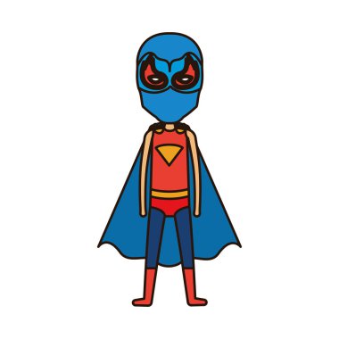 yüzü olmayan çocuk süper kahraman kapalı gözler ile ayakta ile renkli siluet