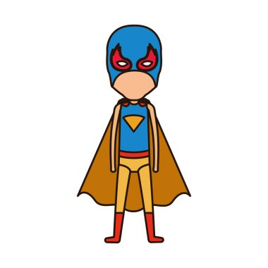 yüzü olmayan çocuk süper kahraman kapalı gözler ile ayakta ile renkli siluet