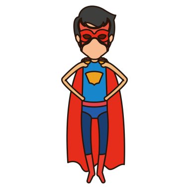 meçhul kahraman ile uçan genç ile renkli siluet bel ve gözlerin kapalı eller