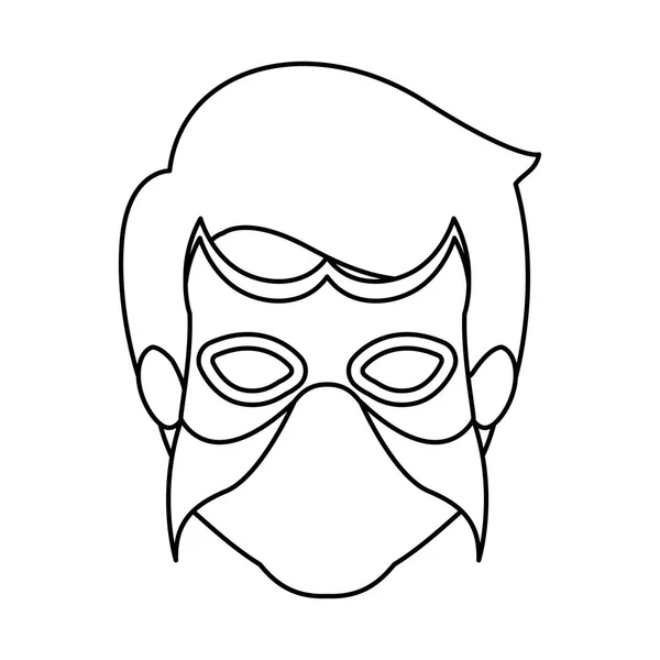 Monochroom contour gezichtsloze van man superheld met masker — Stockvector