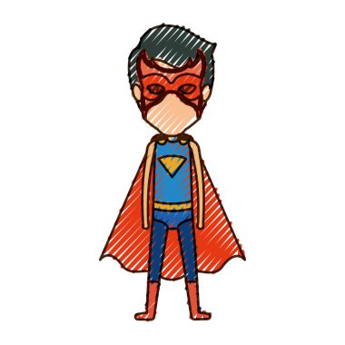 yüzsüz genç süper kahraman ayakta ile renkli kalem siluet