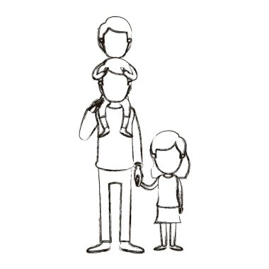 bulanık siluet karikatür meçhul babam onun sırt ve eller alınan kız çocuğu ile