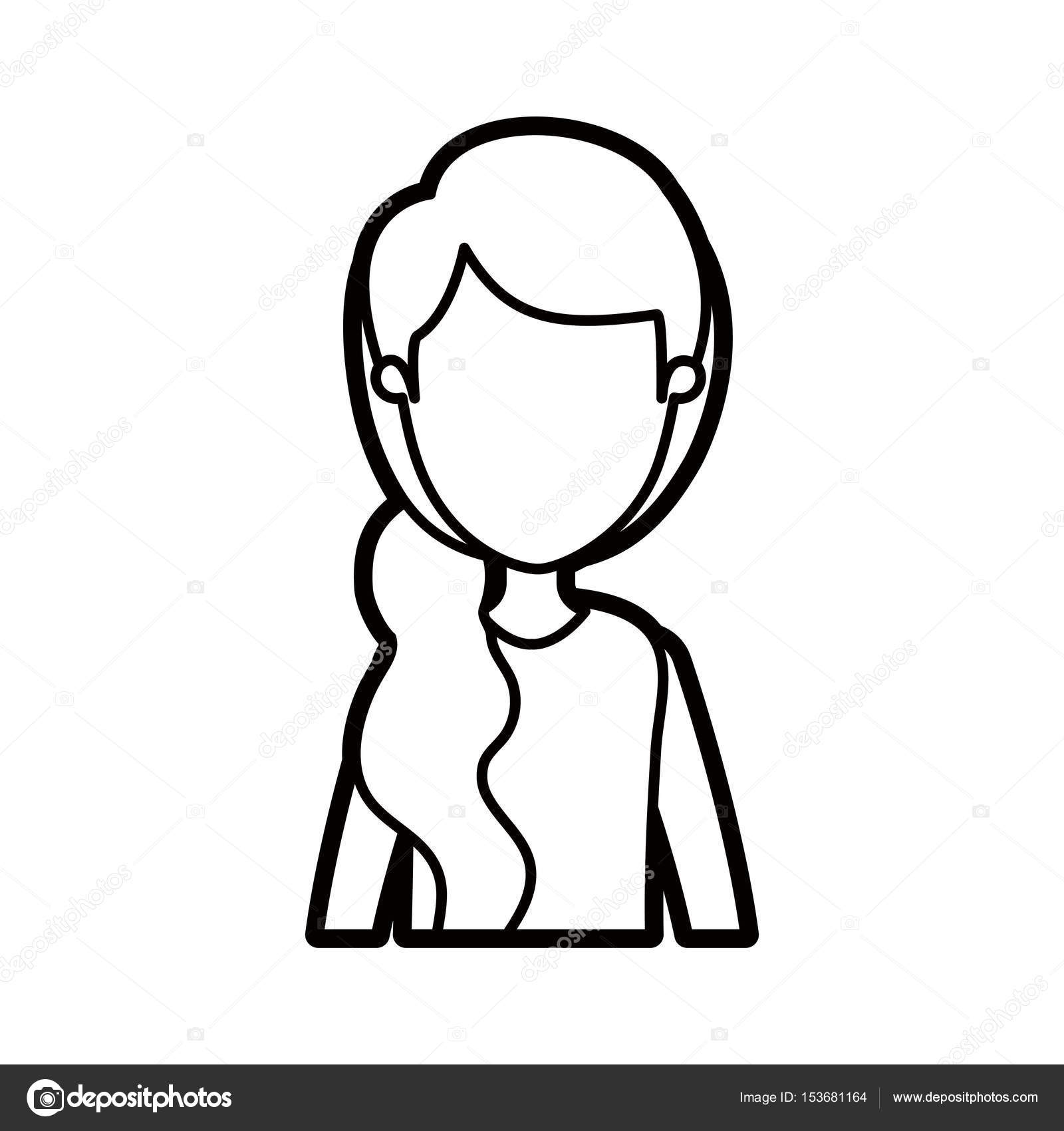 사이드 포니 테일 헤어스타일으로 검은 두꺼운 윤곽선 풍자 만화 익명 반 시체 여자 스톡 벡터 - ©grgroupstock  153681164, image size:1600x1700