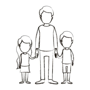 bulanık siluet karikatür meçhul tam vücut adam kız ve erkek ile el ele