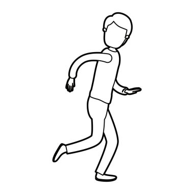 siyah kalın kontur karikatür meçhul tam vücut adam çalıştıran saç modeli ile