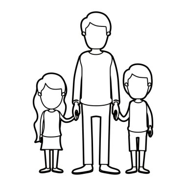 siyah kalın kontur karikatür meçhul tam vücut adam kız ve erkek ile el ele