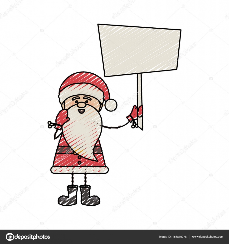 Fumetto di striscia di colore pastello di Babbo Natale divertente con banner illustrazione vettoriale — Vettoriali di grgroupstock
