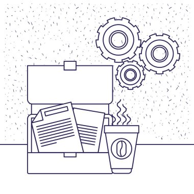 Beyaz arka plan mavi siluet çift bavul ekip çalışması ile