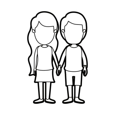 karikatür kalın kontur meçhul tam gövde çift casual giyim