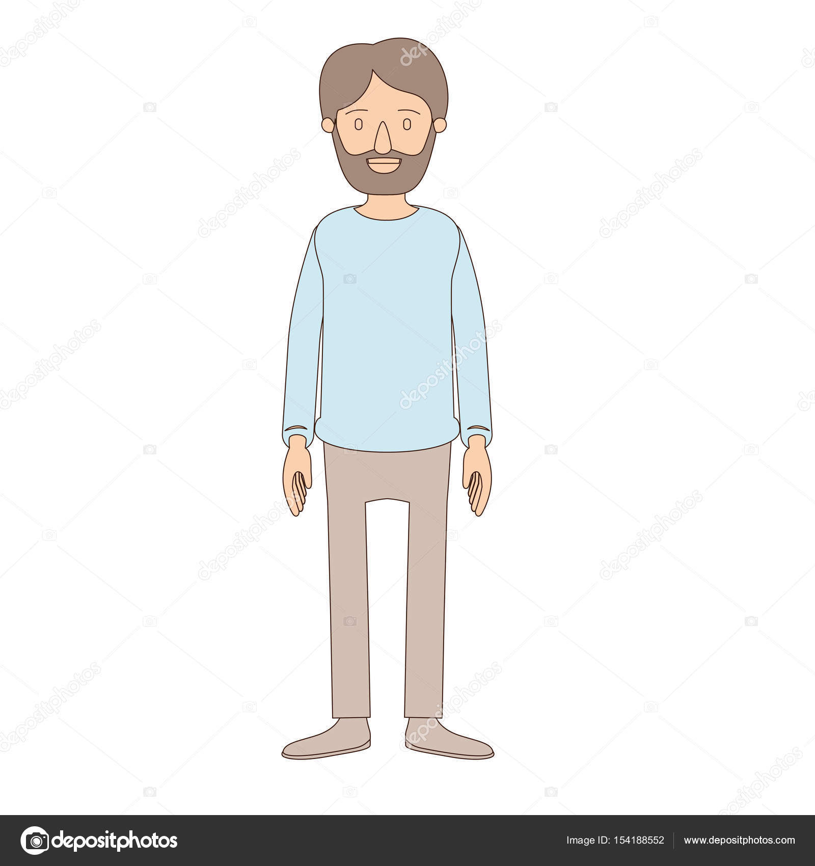 Lys farge på hele kroppen skjegget av en mann med klær stockvektor ©  grgroupstock #154188552, image size:1600x1700