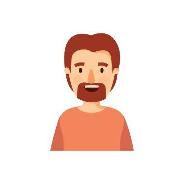 renkli karikatür yarım vücut adam bıyık ve sakal