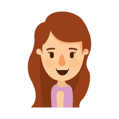 uzun dalgalı saçlı renkli karikatür yan görünümü yarım vücut kız