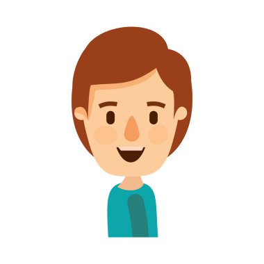 renkli karikatür yan görünümü yarım vücut çocuk saç modeli ile