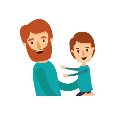 renkli karikatür yarım vücut bir çocuk taşıyan adam sakallı