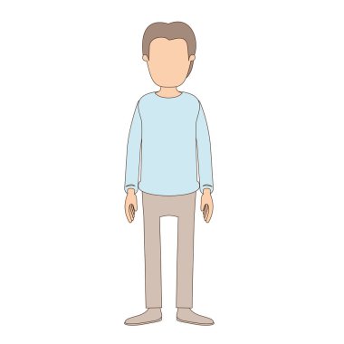 açık renkli karikatür meçhul tam vücut genç adamla giyim