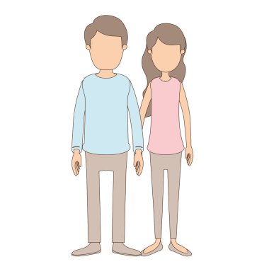 açık renkli karikatür meçhul tam vücut genç çift casual giyim