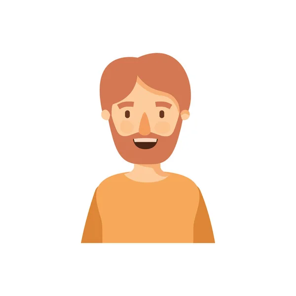 Caricature colorée moitié corps homme barbu — Image vectorielle