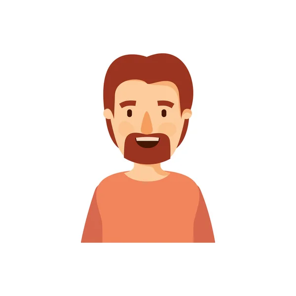 Caricature colorée demi corps homme avec moustache et barbe — Image vectorielle