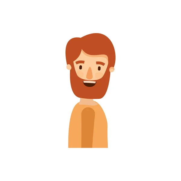 Caricatura colorido vista lateral metade do corpo homem barbudo — Vetor de Stock