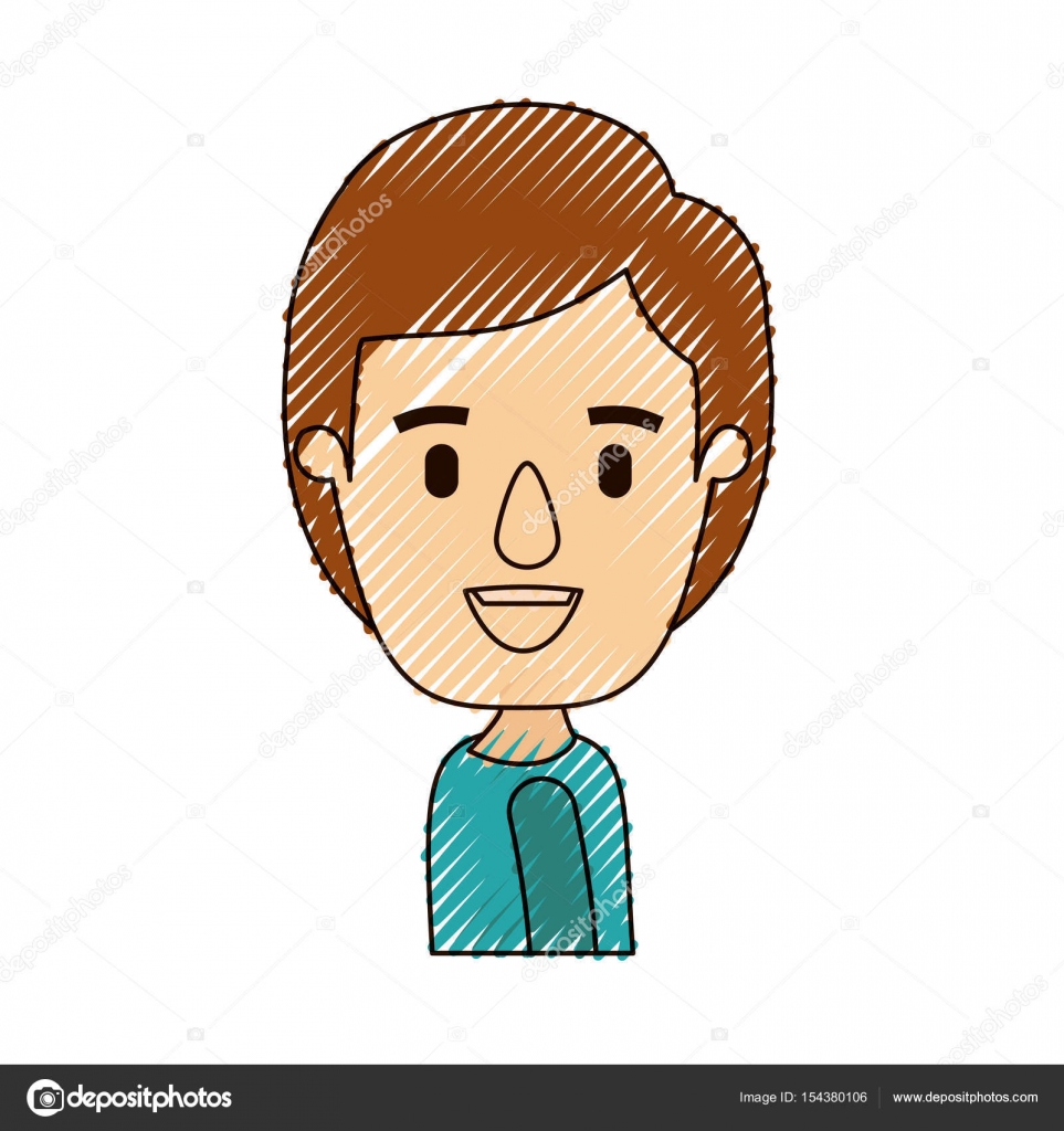 Farbe Kreide Streifen Karikatur Seite Ansicht halben Körper junge mit Frisur — Stockvektor