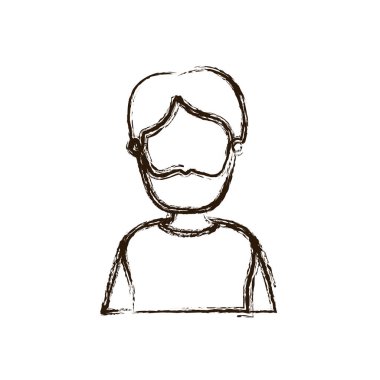 bulanık kalın siluet karikatür meçhul yarım vücut adam bıyık ve sakal