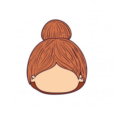 toplanan saç modeli ile renkli karikatür meçhul Önden Görünüm şirin kız