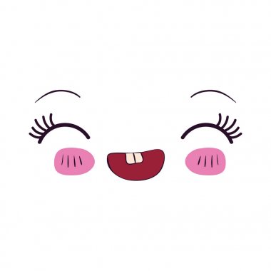 renkli yüz ifadesi kawaii gülüyor