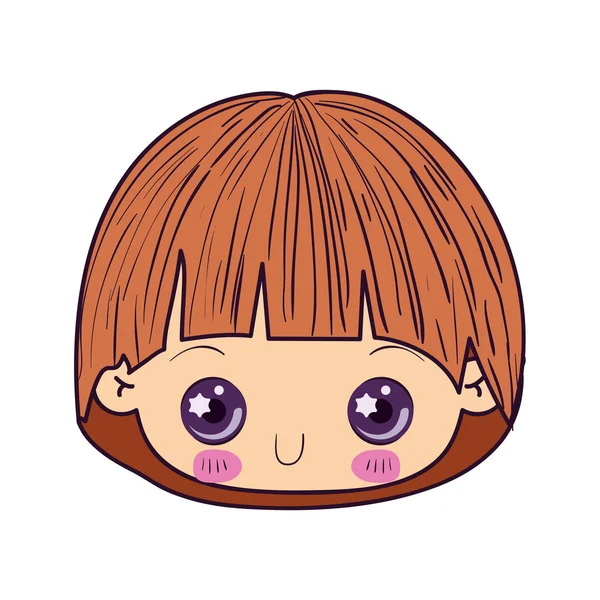 Colorful caricature kawaii cute little boy face — Stock Vector