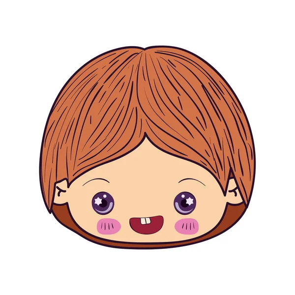 Colorida caricatura kawaii cara niño sonriendo — Vector de stock