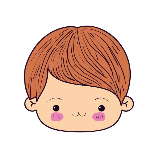 Colorato caricatura kawaii faccia bambino con espressione facciale esausto — Vettoriale Stock