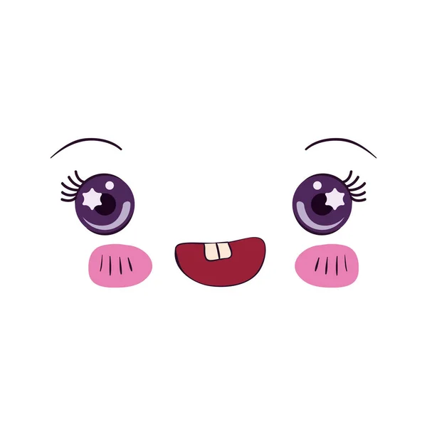 Expresión facial colorido kawaii sonriendo — Vector de stock