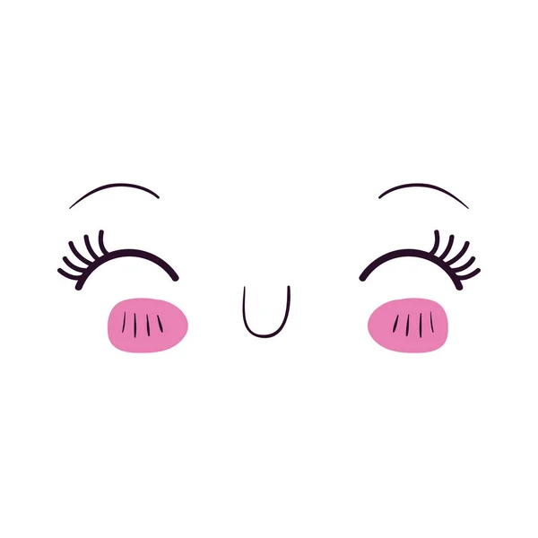 Espressione facciale colorata felicità kawaii — Vettoriale Stock