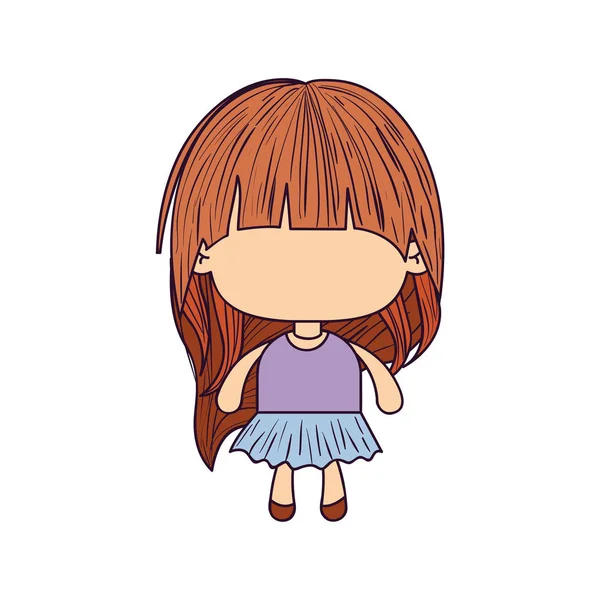 Caricatura colorata di bambina senza volto con i capelli lunghi — Vettoriale Stock