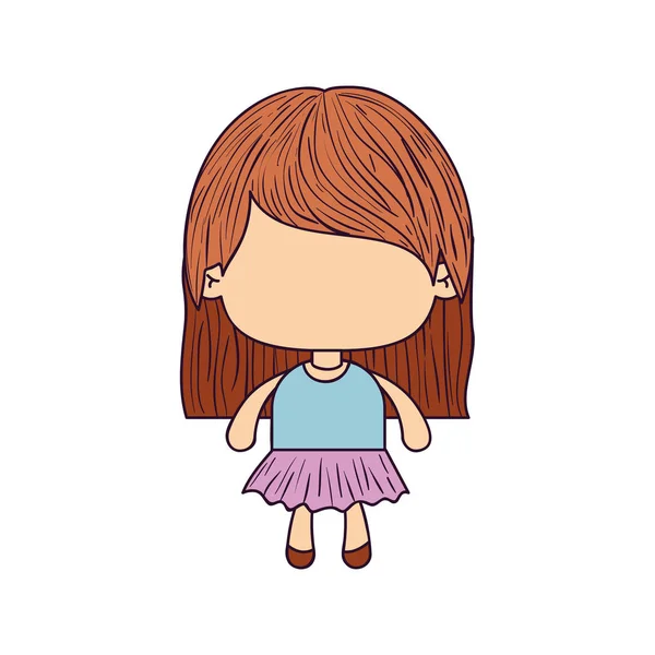 Caricature colorée de petite fille sans visage aux cheveux raides — Image vectorielle