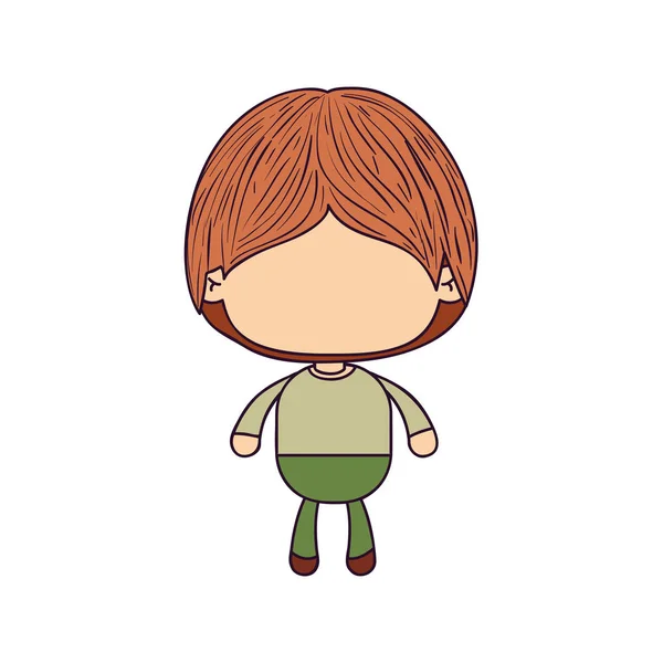 Барвиста карикатура безликого маленького хлопчика з зачіскою — стоковий вектор