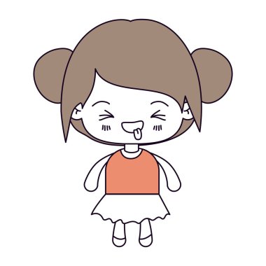 siluet renk bölümleri ve kumral kawaii biraz ışık toplanan saç ve yüz ifadesi nahoş ile kız