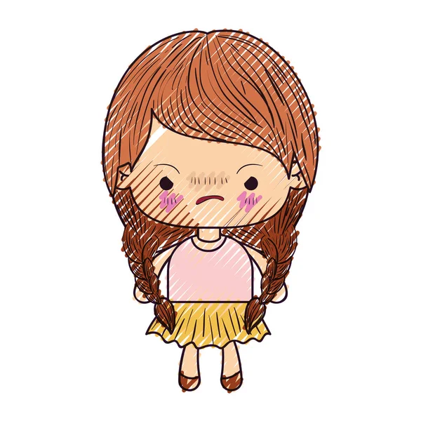 Caricatura Colorida Kawaii Rosto Menina Com Cabelo Curto Liso E Expressão  Facial De Ilustração Vetorial Surpresa Royalty Free SVG, Cliparts, Vetores,  e Ilustrações Stock. Image 78853958