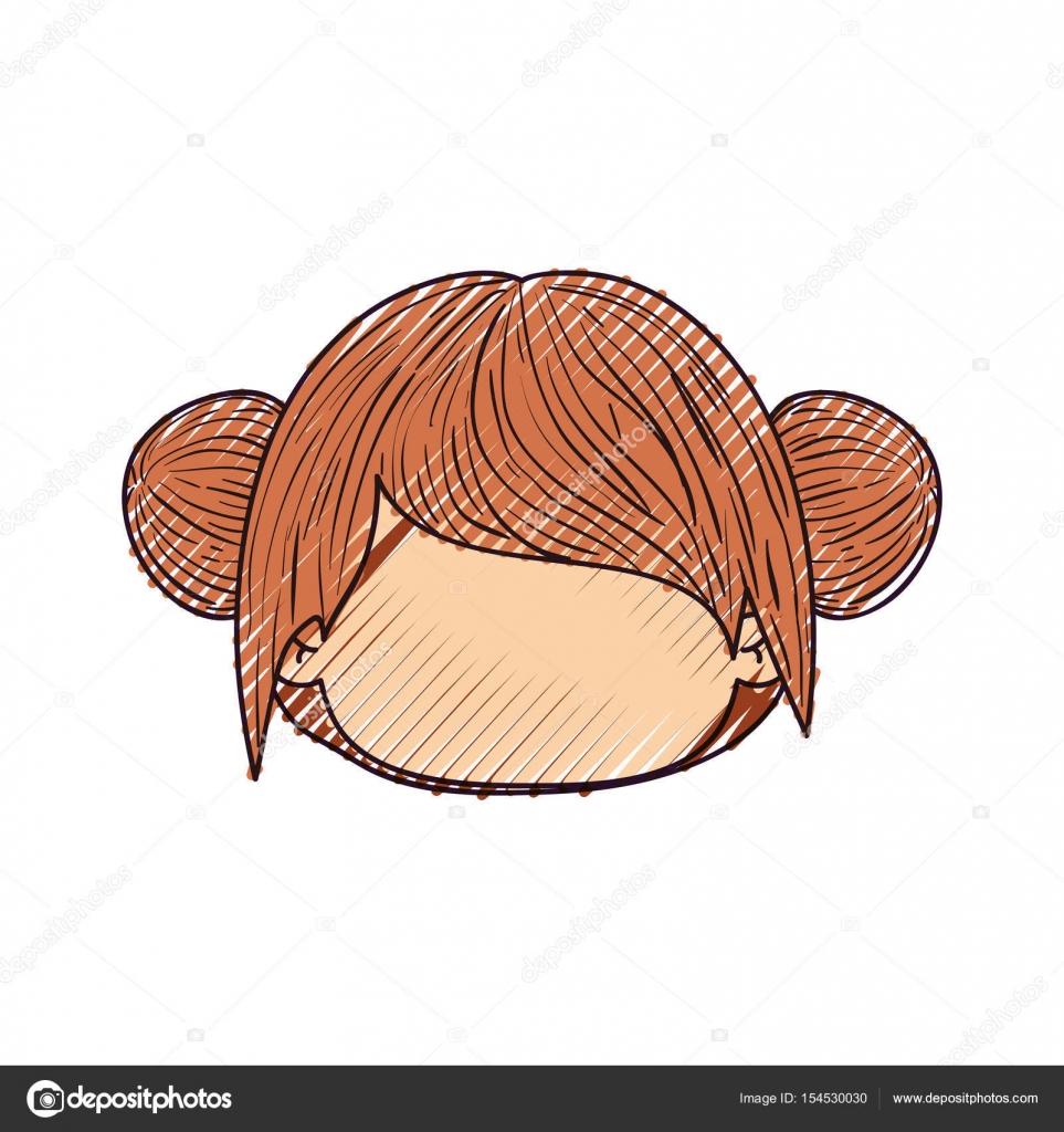 Colored Crayon Silhouette Of Faceless Head Of Little Girl